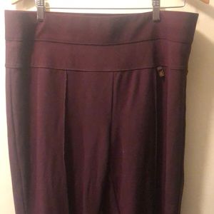 Stretchy, elastic waist, slip-on Anne Klein dress pants in eggplant.